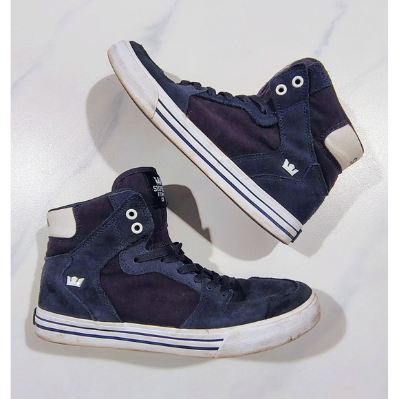 Supra Other - Supra Mens Vaider Skate Shoes Sneakers High Top Navy Suede Canvas 8.5